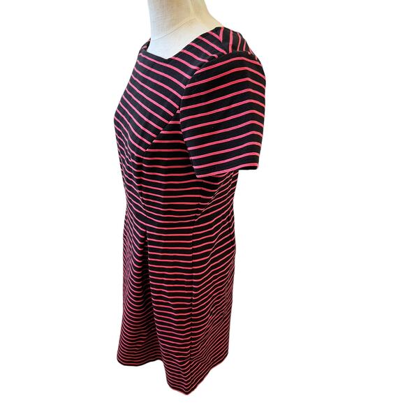 Talbots Ponte knit Work Dress Navy Blue Stripe 12P - Picture 4 of 7